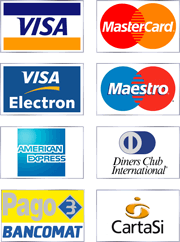 Carte di credito accettate in un'immagine a riquadro rettangolare